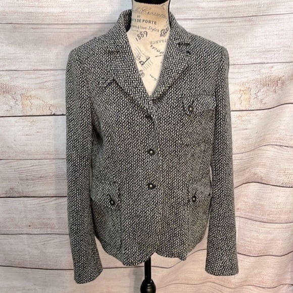 Comptoir des Cotonniers Jacket Wool Blend Tweed Size 44 XL Presley Laine Brown - Picture 1 of 13